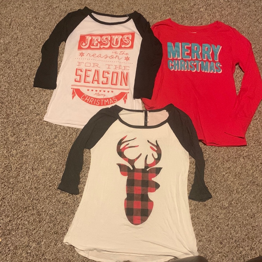 Bundle Christmas Winter Holiday shirts Deer Jesus is the reason Buffalo Plaid